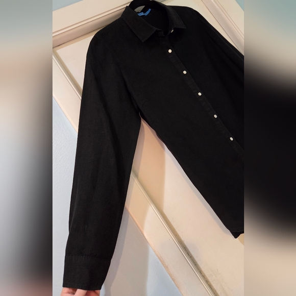 Women's J. McLaughlin Black Britt Linen Blouse, Size L - Picture 7 of 13